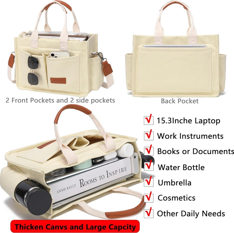 ZHMO Canvas Tote Bag for Women,Women's Bags Crossbody Bags Work Laptop Tote Bag Large Handbags Purse for Travel Nurse Teacher - Image 2
